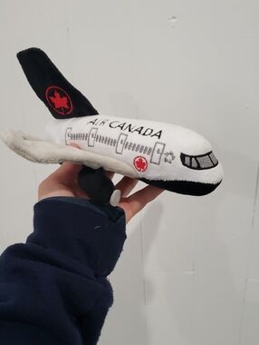 Air Canada Plush Toy Plane White & Black with Red Logo